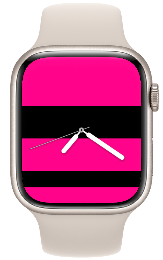 Apple watch face with pink and black horizontal stripes